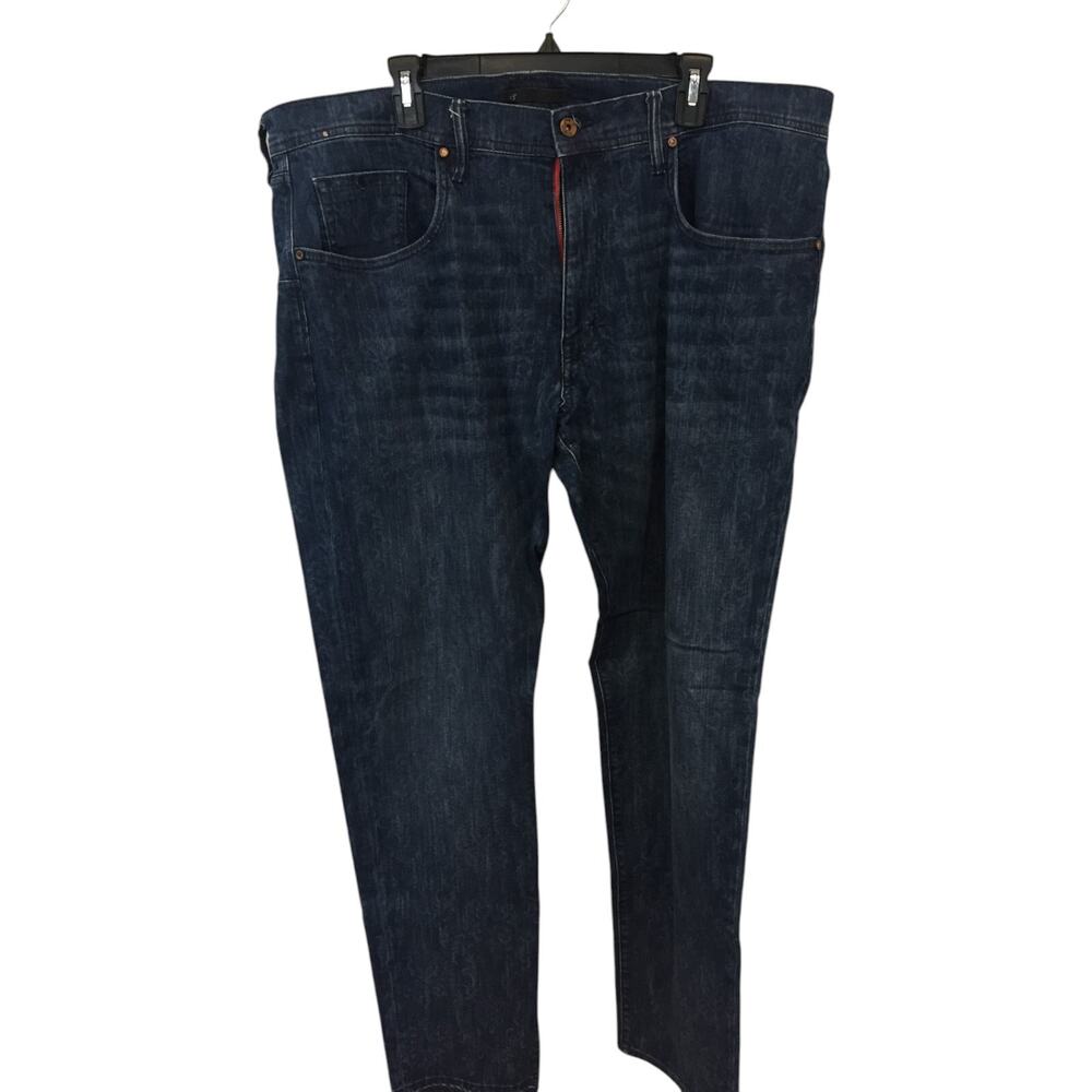 Jeans Mens Size 40 Flat Front Straight Denim Blue Dark Wash Cotton 35" Inseam